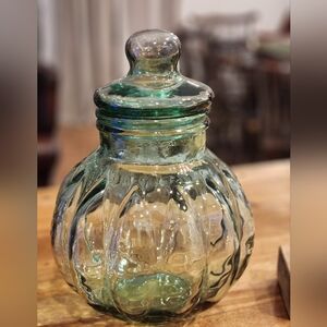 Vintage Recycled Green Glass 15"tall Jar Made In ITALY